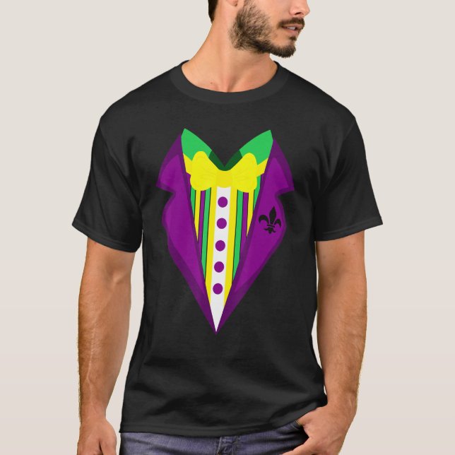 Camiseta Mardi Gras Tuxedo disfraz divertido desfile de car (Anverso)