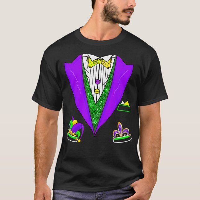 Camiseta Mardi Gras Tuxedo Vest Fiesta desfile de carnaval (Anverso)