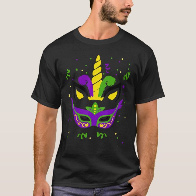 Camiseta Mardi Gras Unicorn Mask Carnival Costuve joven Tod (Anverso)