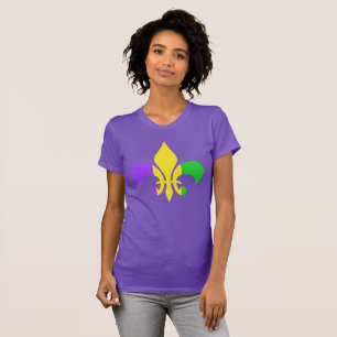 Camiseta Mardi Gras verde violeta amarilla