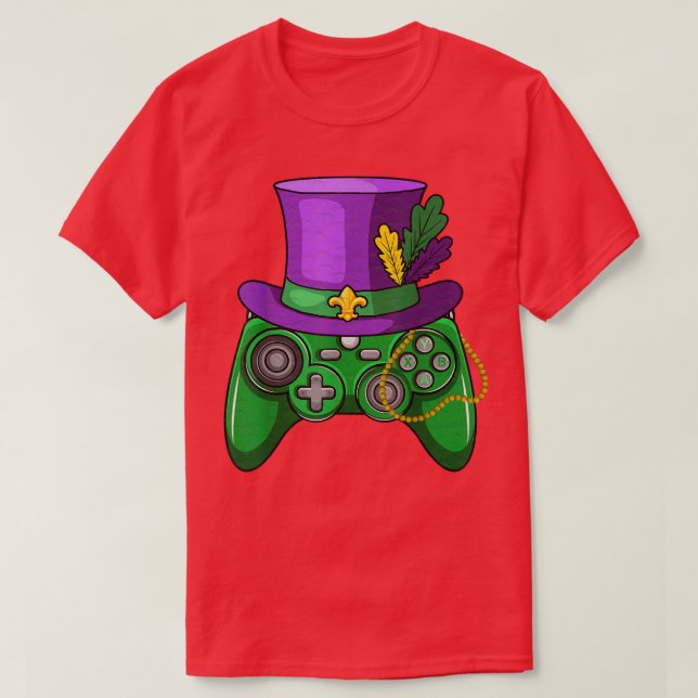 Camiseta Mardi Gras Video Game Controller Jester Hat Costum (Diseño del anverso)