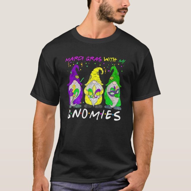 Camiseta Mardi Gras With My Gnomies Three Gnome Costume Gif (Anverso)