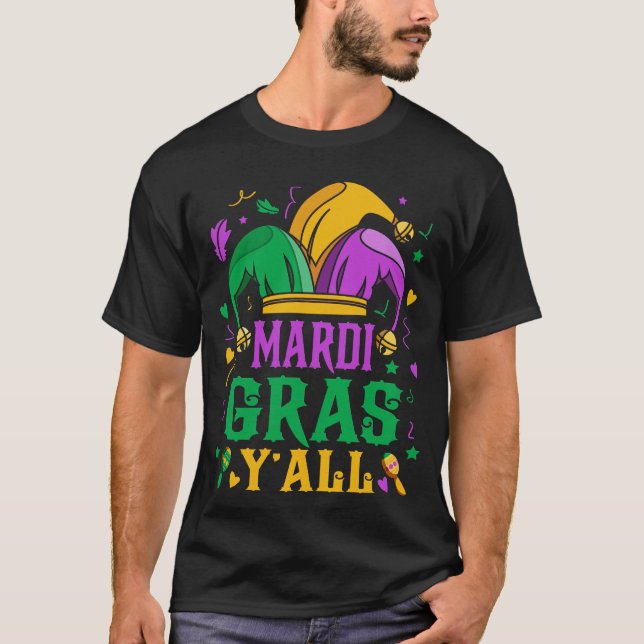 Camiseta Mardi Gras Y’all Jester Hat Carnival Party (Anverso)