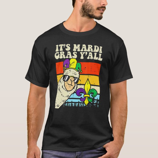 Camiseta Mardi Gras Yall Jester Llama Funny Alpaca (Anverso)