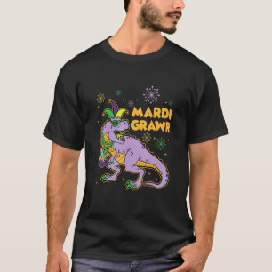 Camiseta Mardi Grasaurus Grawr Dino Tyrannosaurus Rex Mardi