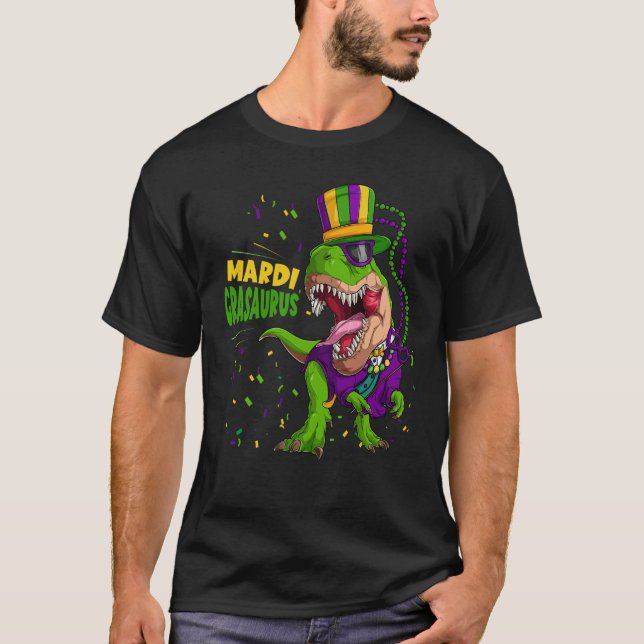 Camiseta Mardi Grasaurus Mardi Gras Trex Dinosaur Mardi Gra (Anverso)