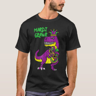Camiseta Mardi Grawr Jester Trex Dinosaur Cute Mardi Gras B