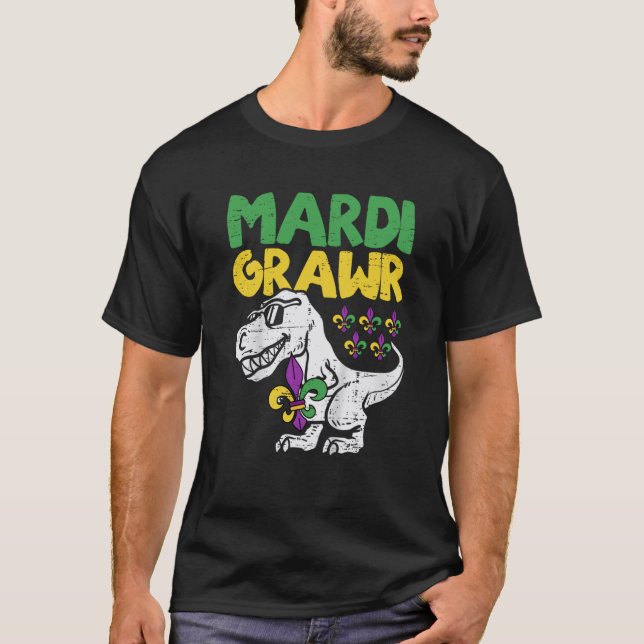 Camiseta Mardi Grawr Rex Dino Toddler Kids Mardi Gras Boys (Anverso)