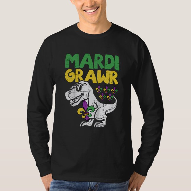 Camiseta Mardi Grawr Rex Dino Toddler Kids Mardi Gras Boys (Anverso)