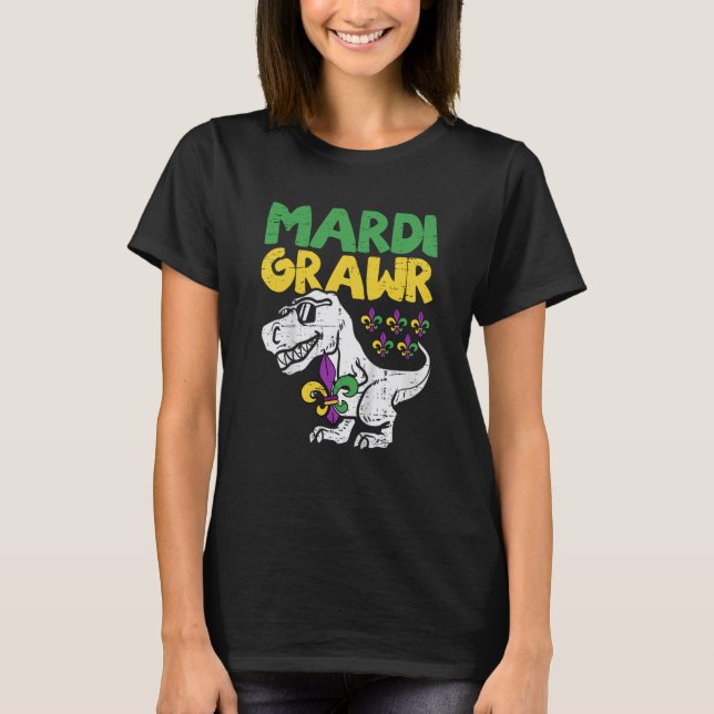Camiseta Mardi Grawr Rex Dino Toddler Kids Mardi Gras Boys (Anverso)