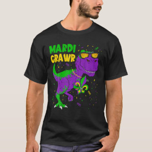 Camiseta Mardi Grawr T Rex Dinosaur New Orlean Carnival Boy