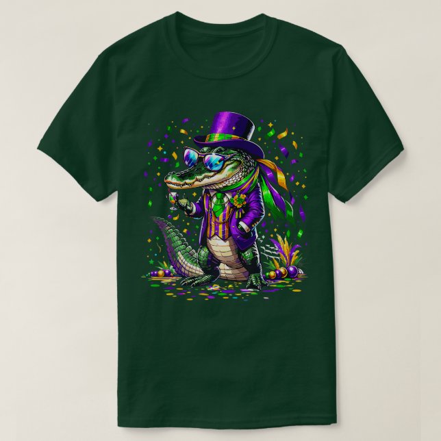Camiseta Mardigator Mardi Gras Alligator Costume Hombres Mu (Diseño del anverso)