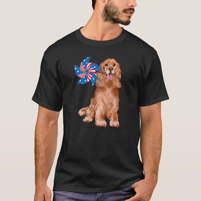 Camiseta Marea Cocker Spaniel Bandera Estadounidense Rescat (Anverso)