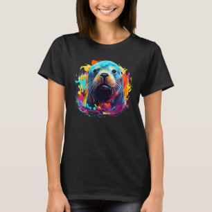 Camiseta Marea de foca Animal Lover Colorful Splash Art