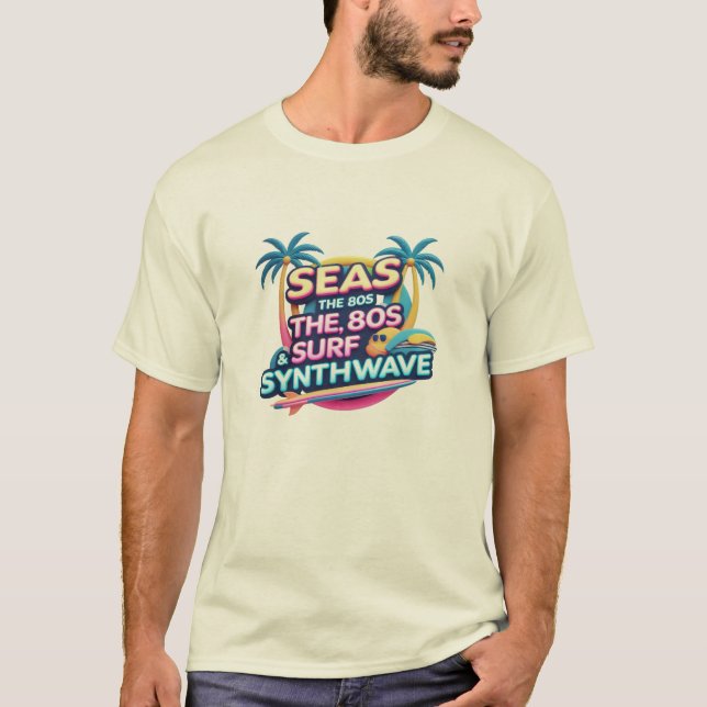 Camiseta mares los años 80 - Surf, Sun y Synthwave Vibes Te (Anverso)