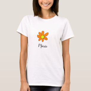 Camiseta Margarita abstracta de color amarillo naranja agre