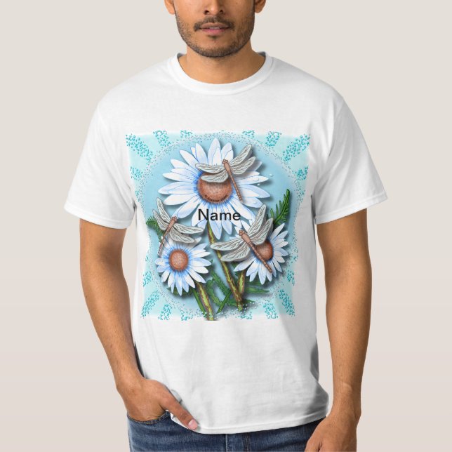Camiseta Margaritas Azules de Libélula  (Anverso)