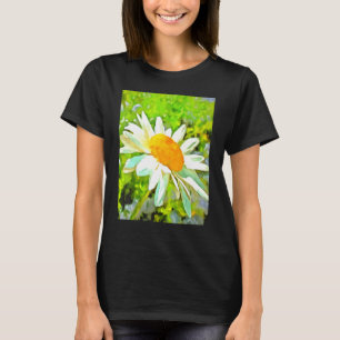 Camiseta Margaritas blancas de jardín artísticas brillantes