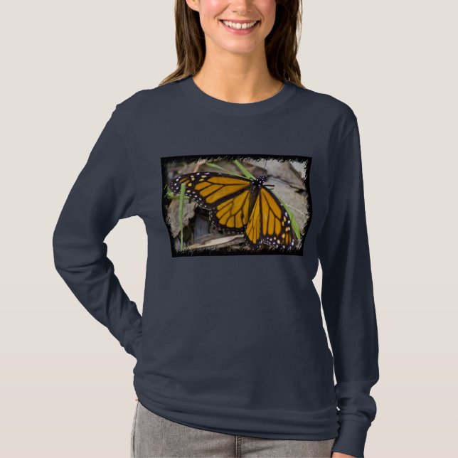 Camiseta Margen negro de mariposa monarca (Anverso)