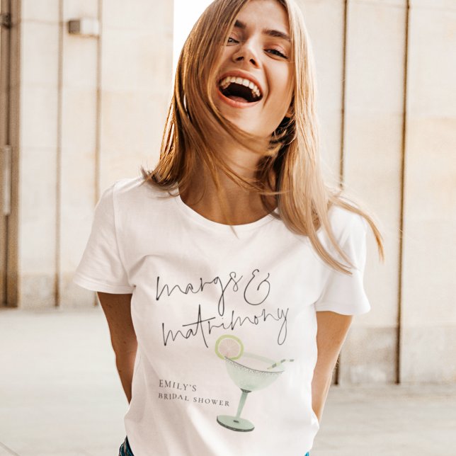 Camiseta Marg's and Matrimony Name Margarita Bridal Shower (Subido por el creador)