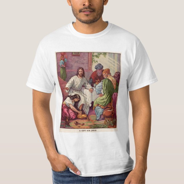 Camiseta Maria lava los pies de Jesús (Anverso)