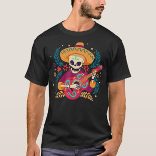 Camiseta Mariachi, Día De La Muerte Del Esbozo Cinco De May
