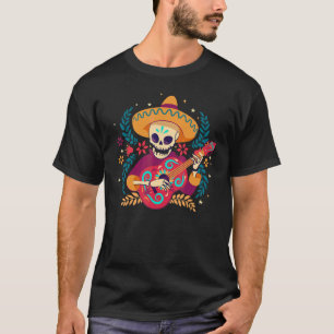 Camiseta Mariachi, Día De La Muerte Del Esbozo Cinco De May