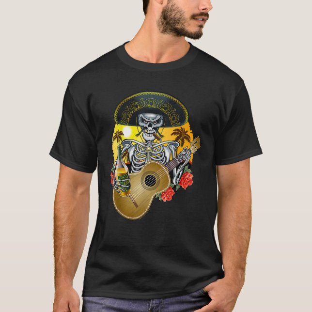 Camiseta Mariachi Skeleton Dia De Los Muertos Día de De (Anverso)