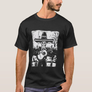 Camiseta Mariachi Skeleton Guitar Skull T Shirt