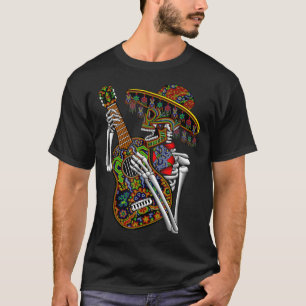 Camiseta Mariachi Skeleton Tocando El Día De La Guitarra De