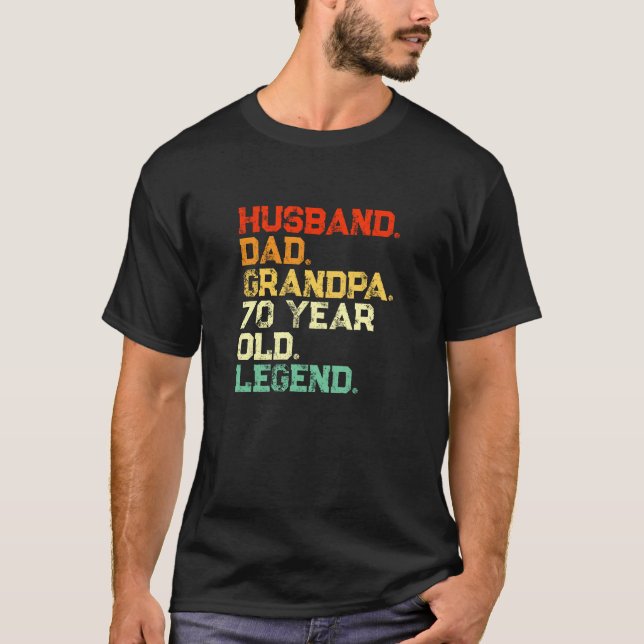 Camiseta Marido de cumpleaños, papá, abuelo, leyenda de 70  (Anverso)