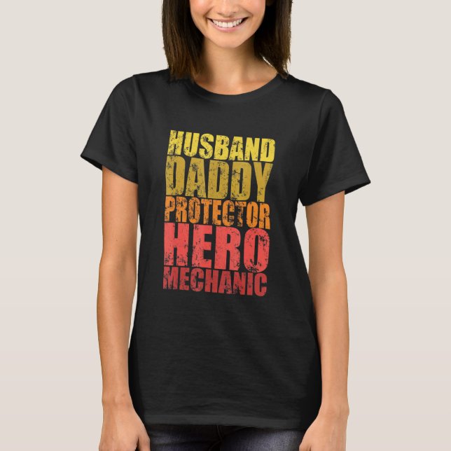 Camiseta Marido de garaje Papá Protector Héroe Mecánico (Anverso)