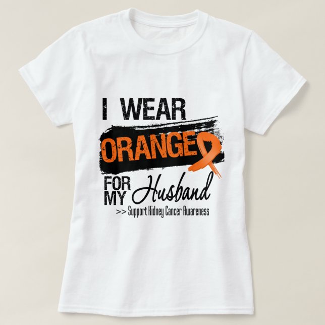 Camiseta Marido de la cinta del cáncer del riñón (Diseño del anverso)