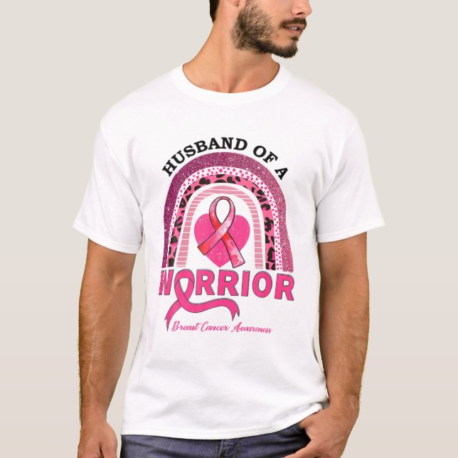 Camiseta Marido De Un Cáncer De Mama Arcoiris De Un Leopard (Anverso)