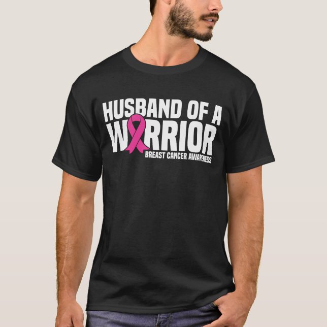 Camiseta Marido De Un Cáncer De Mama De Cinta Rosa De Guerr (Anverso)