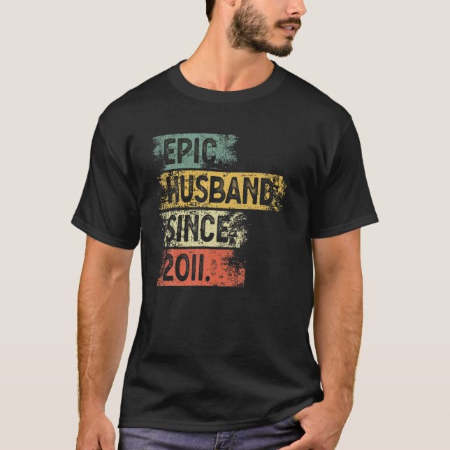 Camiseta Marido Épico De Los Hombres Desde 2011. 10.º Boda  (Anverso)