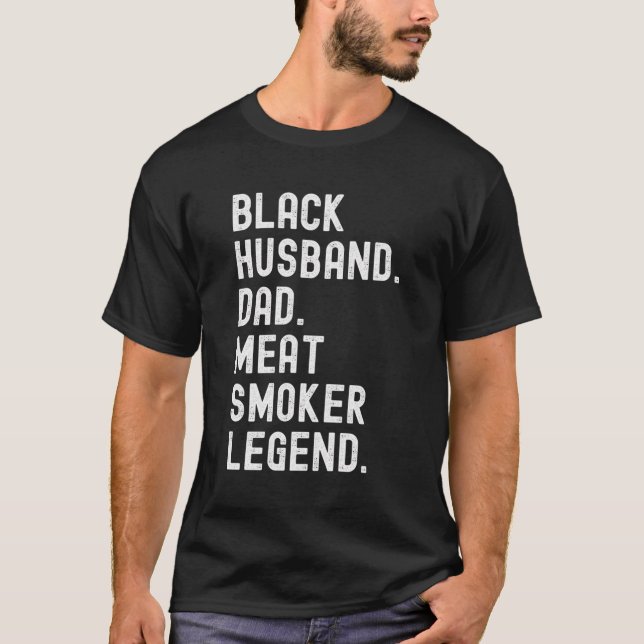 Camiseta Marido negro papá fumador de carne asado por (Anverso)
