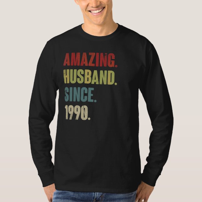Camiseta Marido retro asombroso desde 1990 32 Aniver Boda (Anverso)