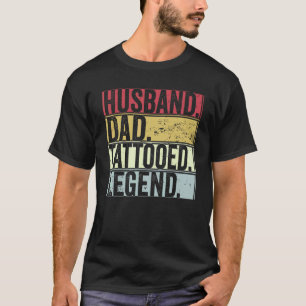 Camiseta Marido retro de los hombres papá, leyenda tatuada 