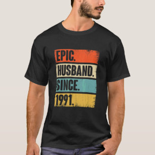 Camiseta Marido retro épico desde 1991 31ª Boda Anivers