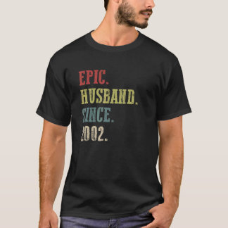 Camiseta Marido retro épico desde 2002 20º Boda Aniver