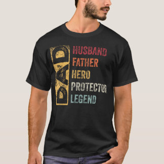 Camiseta Marido Retro Padre Héroe Protector Leyenda Padre