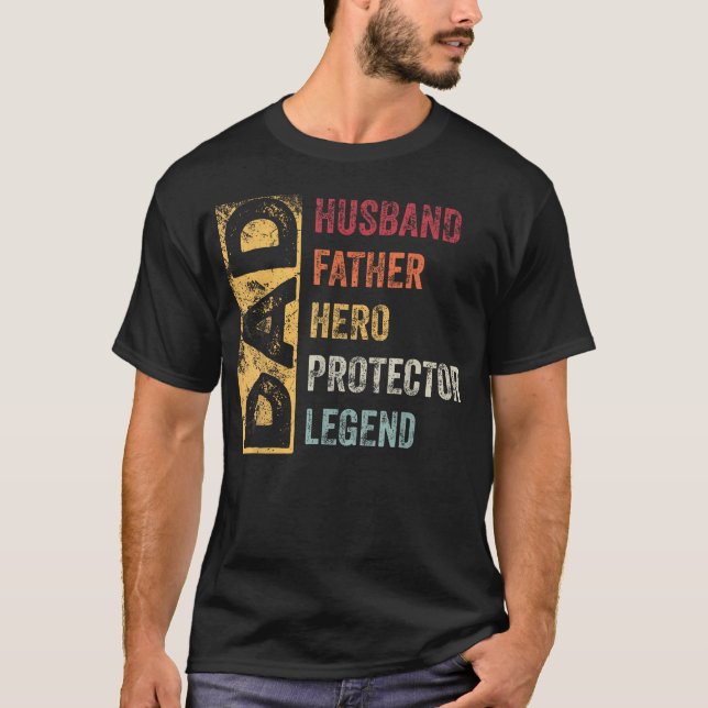 Camiseta Marido Retro Padre Héroe Protector Leyenda Padre (Anverso)