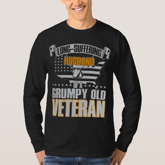 Camiseta Marido sufrido de un viejo veterano gruñón (Anverso)