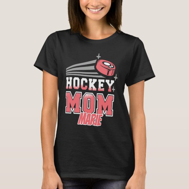 Camiseta Marie Hockey Mom With Puck Womens (Anverso)