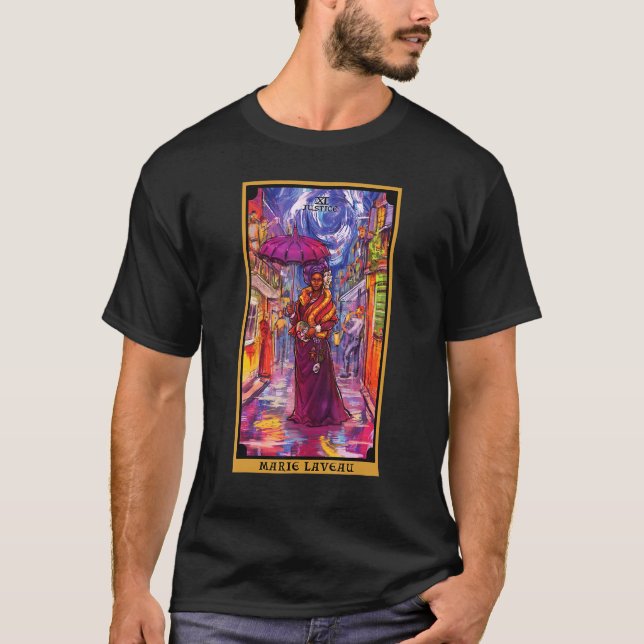 Camiseta Marie Laveau Justice Tarot Card Voodoo Witch New O (Anverso)
