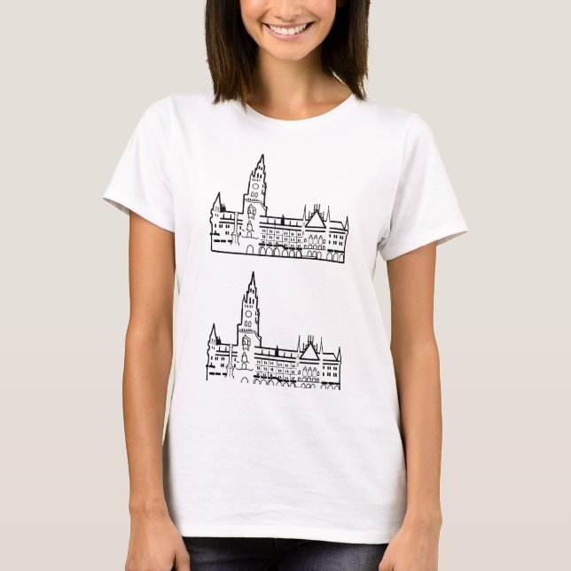 Camiseta "Marienplatz, Munich" | Arte minimalista, monument (Anverso)