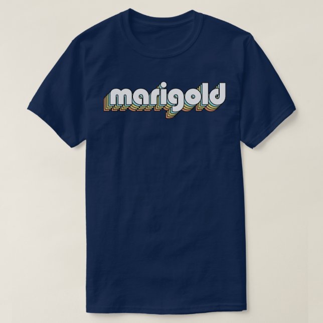 Camiseta Marigold Retro Rainbow Typography Style Faded Styl (Diseño del anverso)