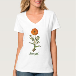 Camiseta Marigold Strength Inspirador Floral T-Shirt
