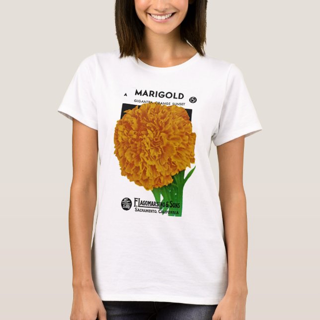 Camiseta Marigold Vintage Seed Packet (Anverso)